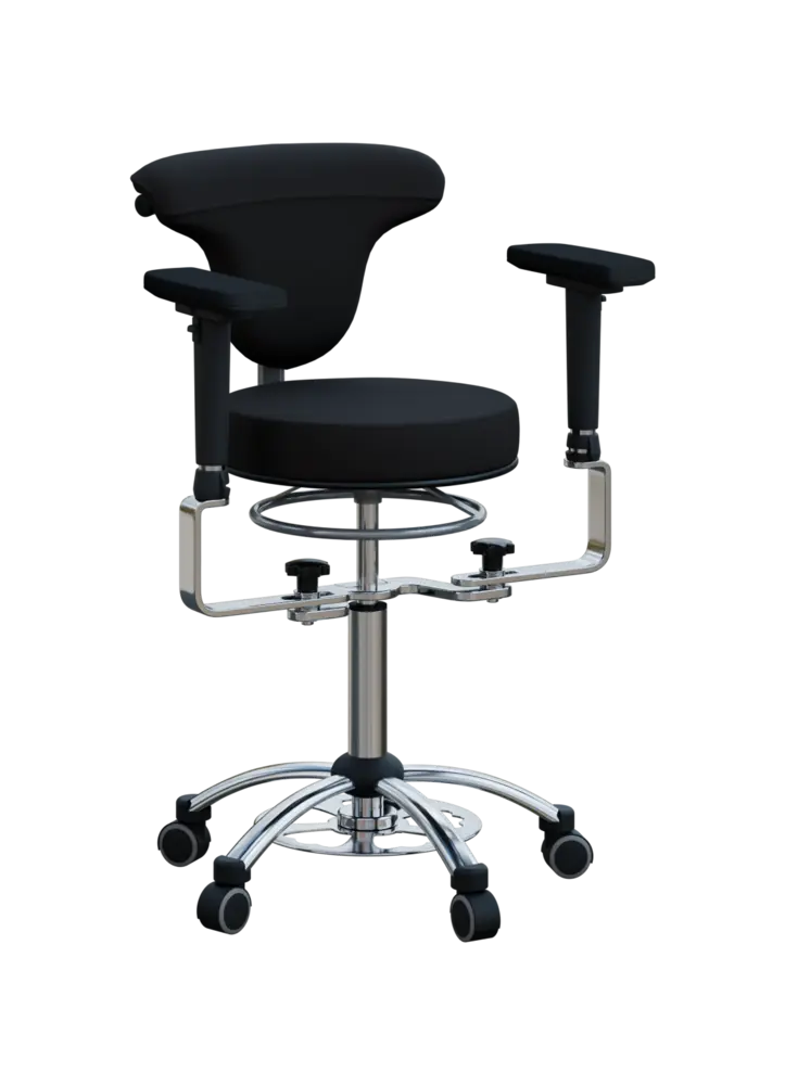 LZ 37 F + LZZ područky, židle lékařská s nožním ovládáním, kříž chrom, ekokůže černá